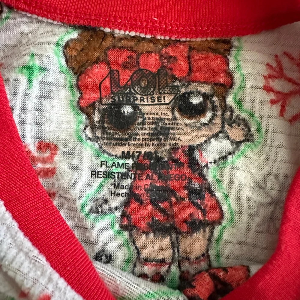 Girls L.O.L. Surprise! White Red Christmas Pajama Set M Waffle Knit Holiday